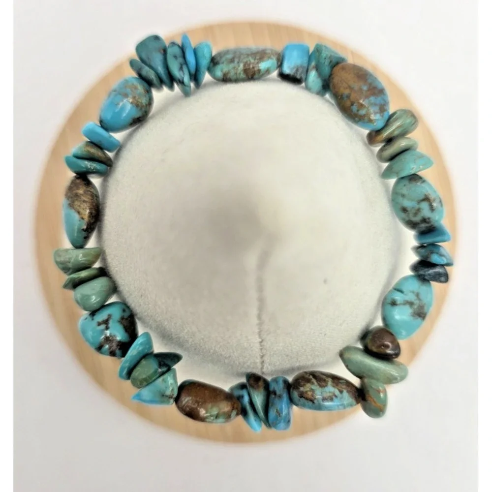 American Turquoise Gemstone Bracelet Natural Stretchy 6.25